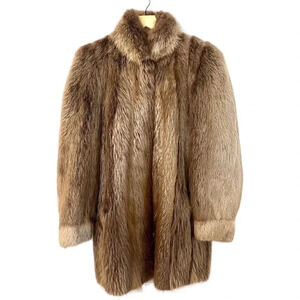 Revillon Saks Fifth Avenue Vintage Full Beaver High Neck Fur Coat W/ Pockets GUC